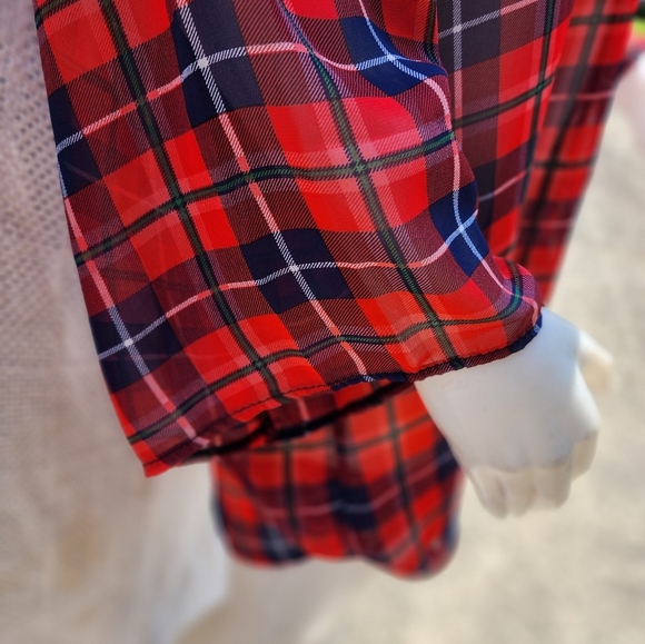 Oversized Sheer Plaid Graphic button down M-XXL..Likely vintage - Picture 4 of 13